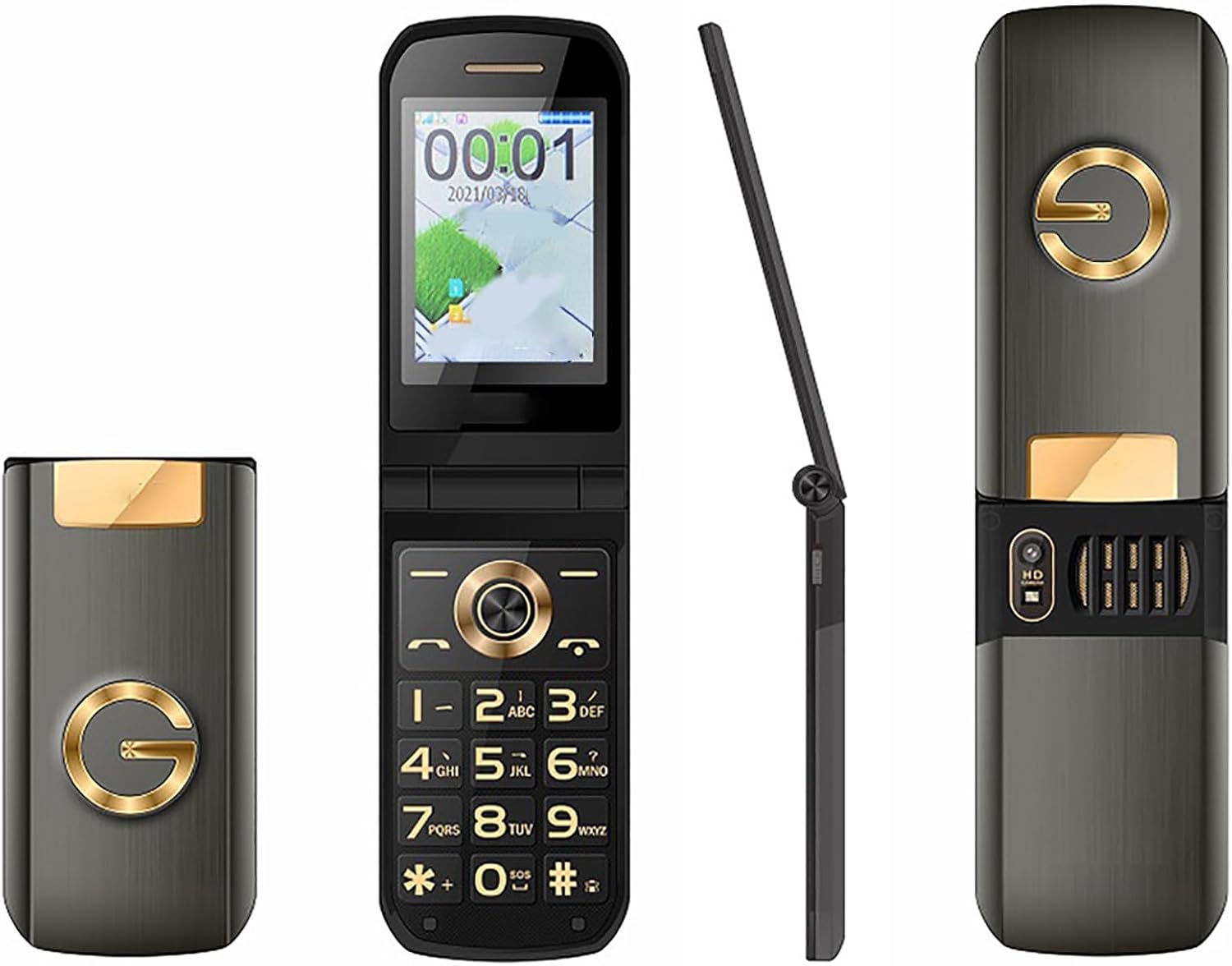 جوال قابل للطي لكبار السن من ال ان ان ال اس اس، شاشة كبيرة 2.6 انش، خط كبير/مكبرات صوت/بطاقة مزدوجة وضع الاستعداد، مع تشغيل موسيقى MP3 + مفتاح واحد سريع الاتصال للشباب والكبار، اسود