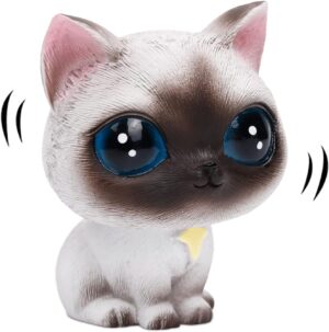 YGMONER Cat Bobblehead Ornaments Car Dashboard Shake Head Resin Figurines Car Interior Decoration (Siamese Cat)