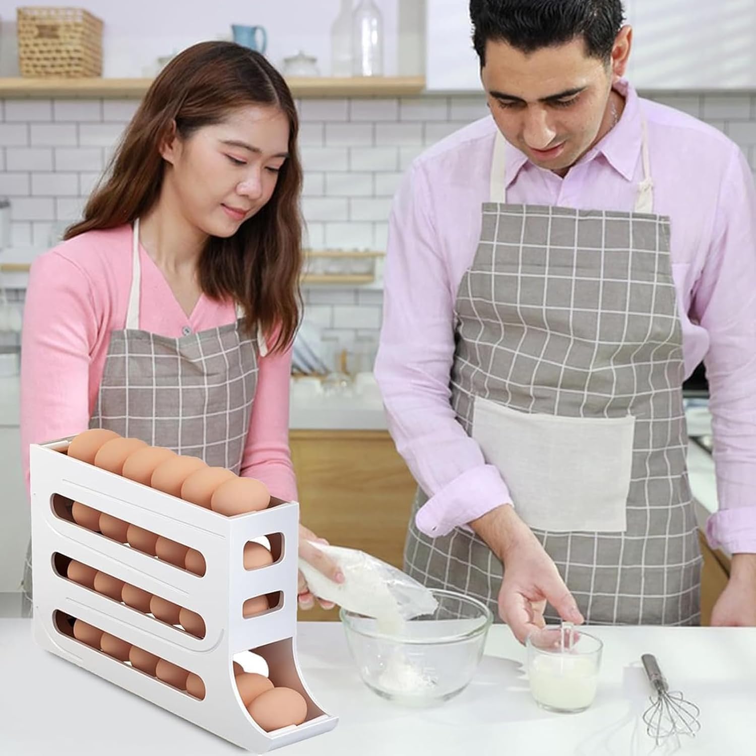 صينية تنظيم البيض للثلاجة من بوكسونج توزيع 30 بيضة حامل بيض قابل للطي لاسفل ابيض 4 صينية تنظيم البيض للثلاجة من بوكسونج توزيع 30 بيضة حامل بيض قابل للطي لاسفل ابيض - الصورة 4