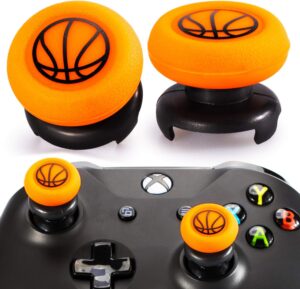 Playrealm FPS Thumbstick Extender & Printing Rubber Silicone Grip Cover 2 Sets for Xbox Series X/S & Xbox One Controller(Basketball)