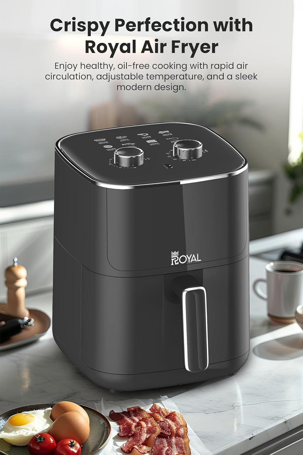 مقلاة هوائية من رويال ابلايانس، 1400 واط، 4.7 لتر، أسود 14 712ETBcioDL. AC SL1500