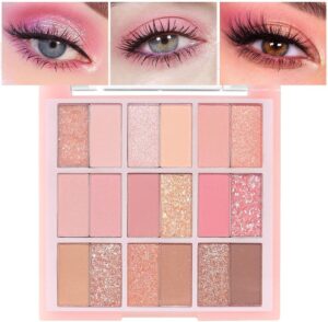 باليت ظلال عيون من 18 لونا، ظلال عيون نود بينك روز جولد لامعة، ظلال عيون ناعمة ولامعة، تدوم طويلا ومقاومة للماء بمظهر طبيعي قابل للمزج للمبتدئين