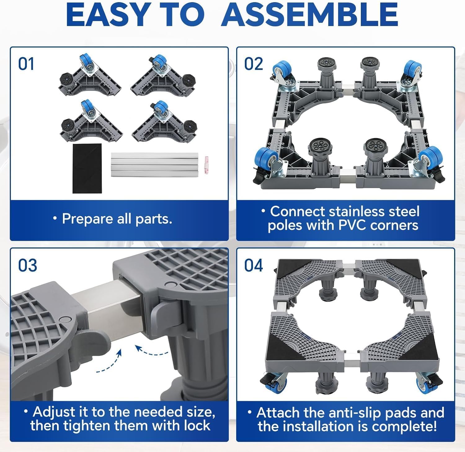 حامل ثلاجة صغير من الميكاكوز، قاعدة قابلة للتعديل للغسالة والمجفف، تصميم ارجل بقاعدة عالية القوة، حامل ثلاجة، حامل حوض سمك، غسالة ملابس، مجفف، قاعدة غسيل (8 اقدام) 6 حامل ثلاجة صغير من الميكاكوز، قاعدة قابلة للتعديل للغسالة والمجفف، تصميم ارجل بقاعدة عالية القوة، حامل ثلاجة، حامل حوض سمك، غسالة ملابس، مجفف، قاعدة غسيل (8 اقدام) - الصورة 6