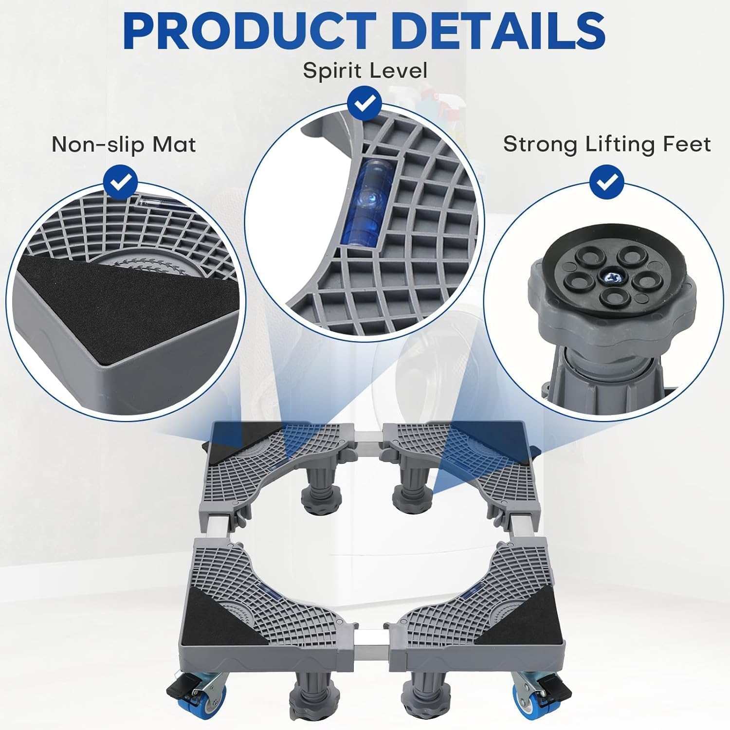 حامل ثلاجة صغير من الميكاكوز، قاعدة قابلة للتعديل للغسالة والمجفف، تصميم ارجل بقاعدة عالية القوة، حامل ثلاجة، حامل حوض سمك، غسالة ملابس، مجفف، قاعدة غسيل (8 اقدام) 4 حامل ثلاجة صغير من الميكاكوز، قاعدة قابلة للتعديل للغسالة والمجفف، تصميم ارجل بقاعدة عالية القوة، حامل ثلاجة، حامل حوض سمك، غسالة ملابس، مجفف، قاعدة غسيل (8 اقدام) - الصورة 4