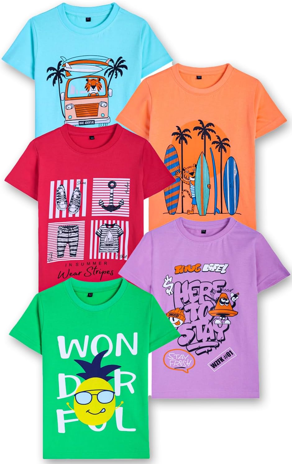 T2F Boys BYS-TSRT-17 T-Shirt (pack of 5) 1 T2F Boys BYS-TSRT-17 T-Shirt (pack of 5)