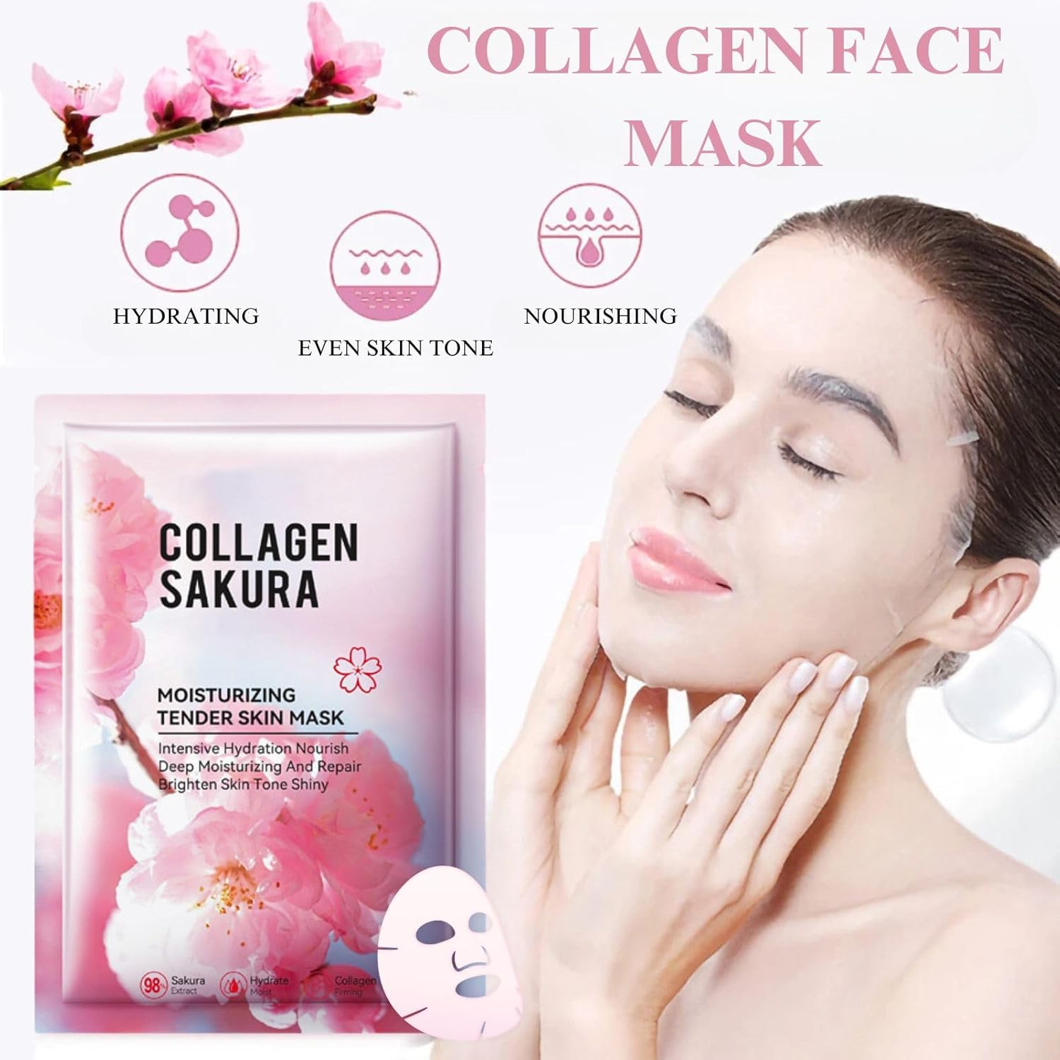 10 قطع من اقنعة الوجه الكورية ساكورا للعناية بالبشرة من لاكسدامر، قناع وجه كولاجين، قناع وجه مرطب، قناع وجه مرطب، قناع ورقي، قناع ورقي لاصلاح البشرة، ترطيب عميق واصلاح 10 71EWWtRoQYL. AC SL1500