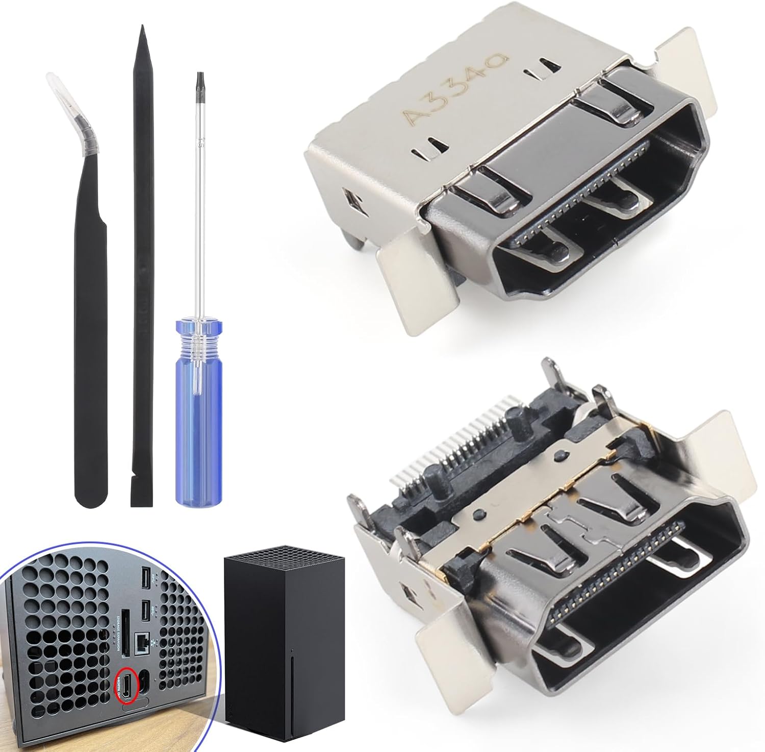 مقبس منفذ HDMI لجهاز XBOX Series X بديل واجهة منفذ HDMI مع ادوات اصلاح