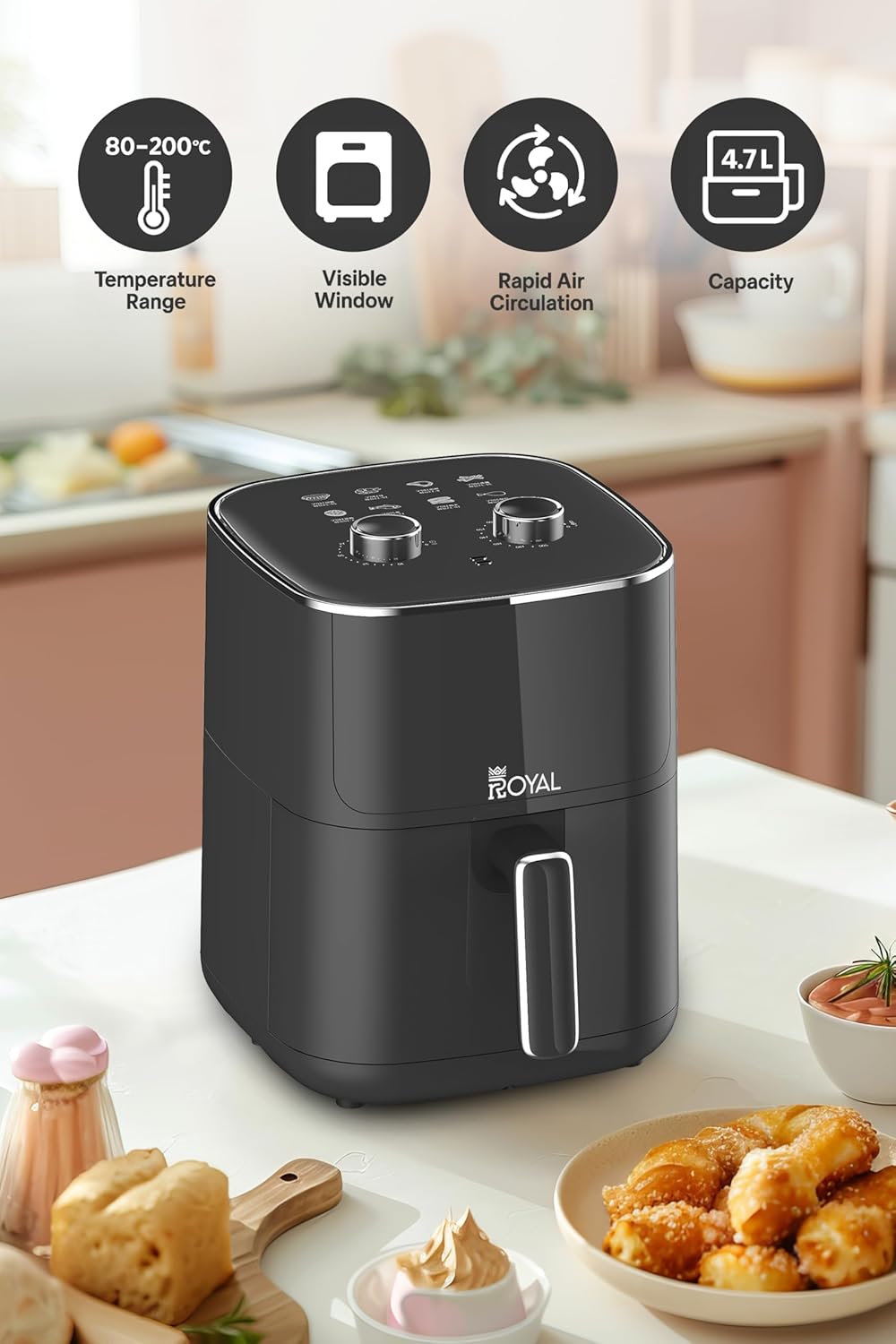 مقلاة هوائية من رويال ابلايانس، 1400 واط، 4.7 لتر، أسود 13 71P5q3JrsPL. AC SL1500