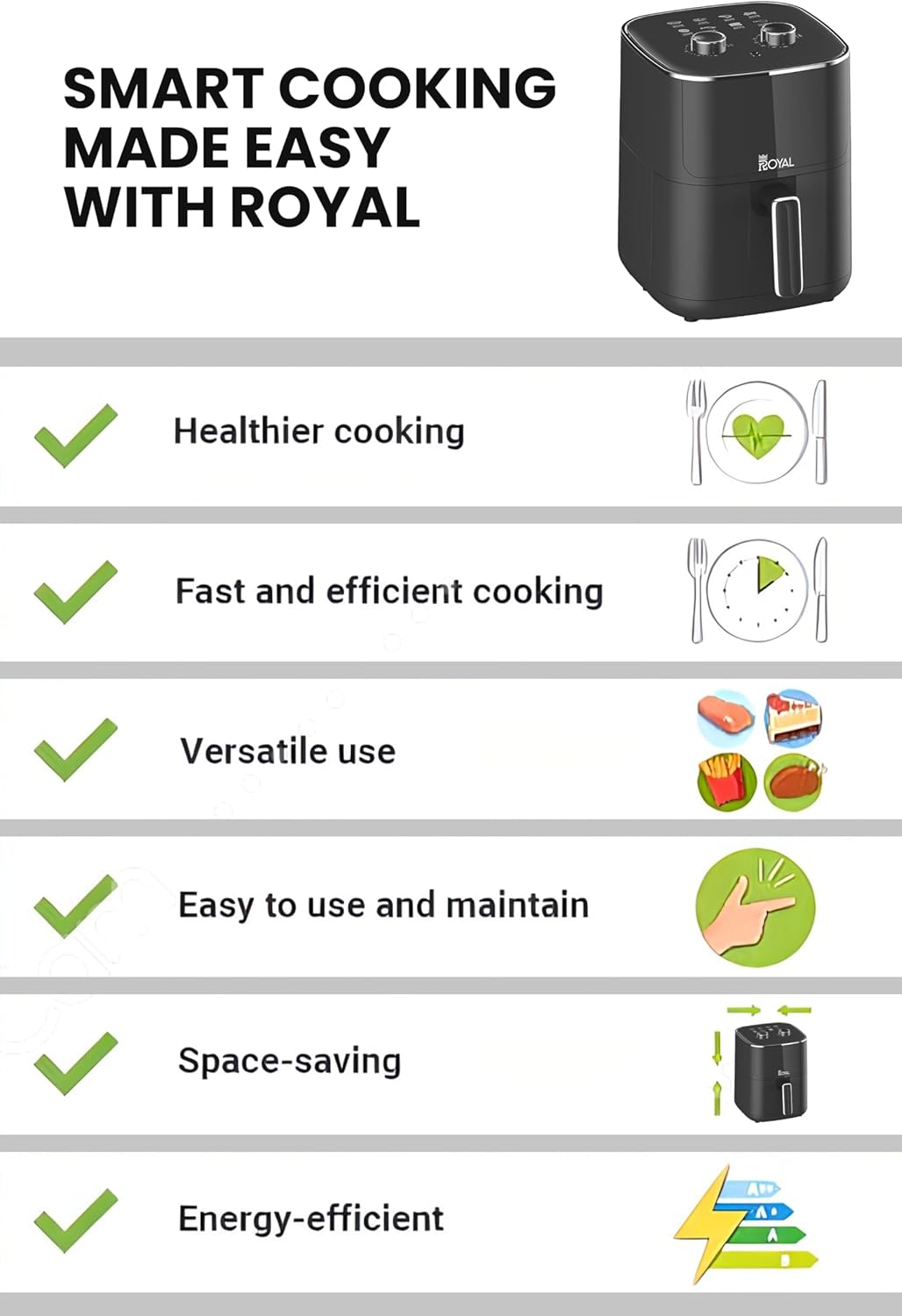 مقلاة هوائية من رويال ابلايانس، 1400 واط، 4.7 لتر، أسود 16 71UyVLwc59L. AC SL1500