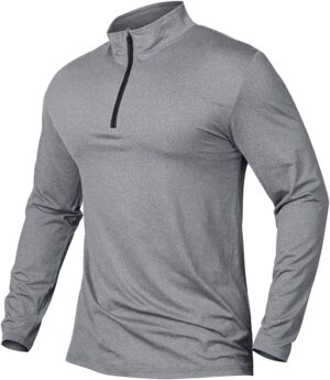 MANSDOUR Men's Quick-Dry Active Sports Shirts Quarter Zip Long Sleeve Running Pullover Tops Outdoor Sweatshirt