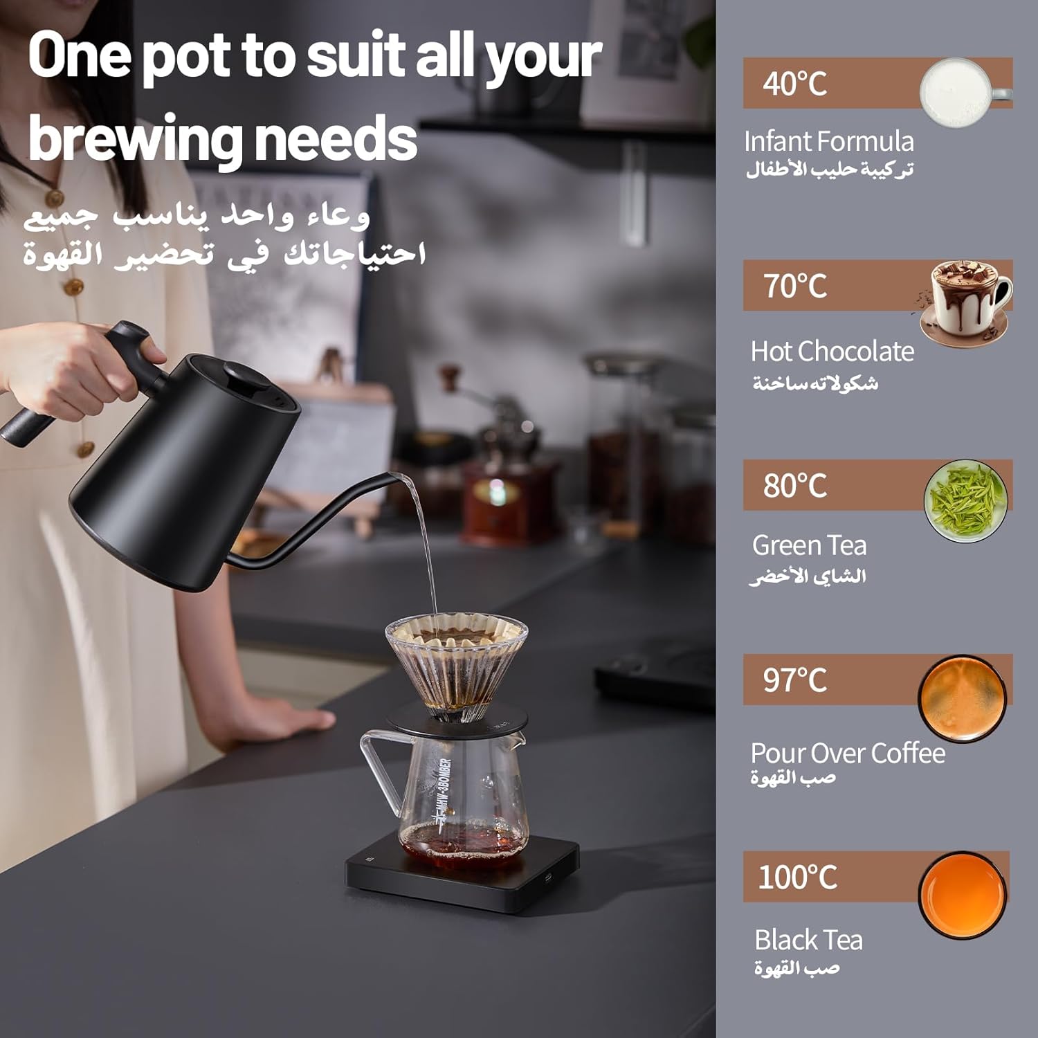 ROYALSTAR Electric Gooseneck Kettle with Precise Temperature Control from 40-100°C, Adjustable by ±1°C, 1.2L 1200W Fast Heating with 4 Preset Modes, Touch and Knob Control, for Coffee Milk and Tea 14 71f4zhgbpVL. AC SL1500