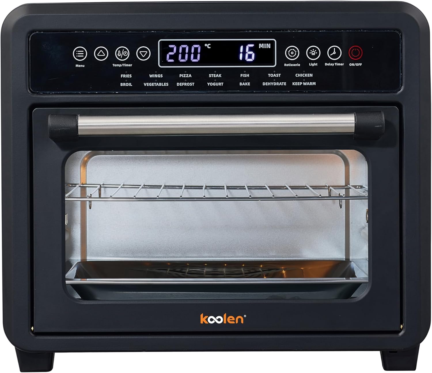 فرن مقلاة هوائية مع ملحقات، سعة 22 لتر، اسود من كولين، 2000.0 واط