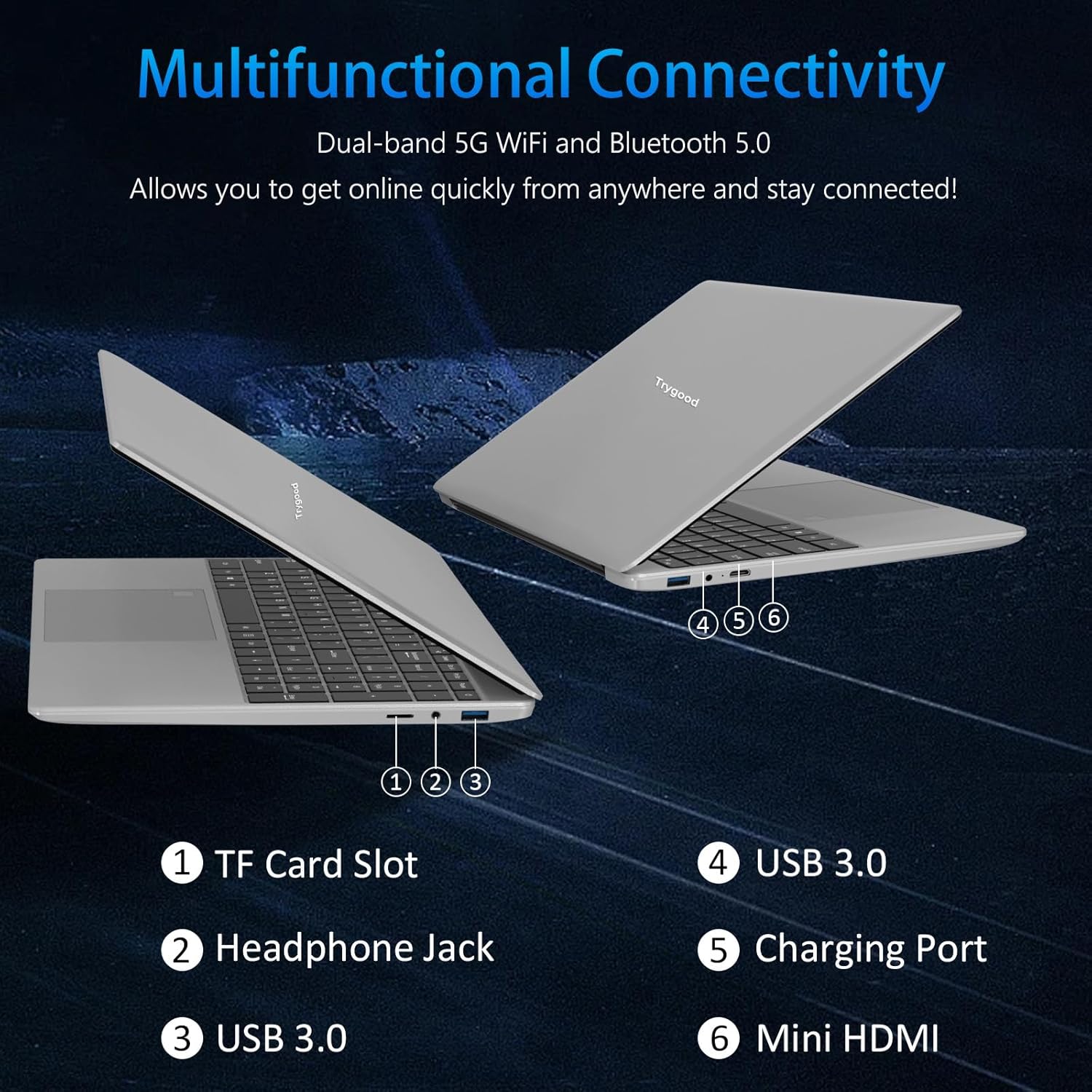 لابتوب تراي جود ويندوز 11 برو مع كيبورد باضاءة خلفية وبطاقة هوية بصمة، شاشة 15.6 انش IPS FHD، ذاكرة RAM 8GB وSSD 256GB، انتل رباعي النواة N5100، كمبيوتر رفيع للعمل والطلاب 5 لابتوب تراي جود ويندوز 11 برو مع كيبورد باضاءة خلفية وبطاقة هوية بصمة، شاشة 15.6 انش IPS FHD، ذاكرة RAM 8GB وSSD 256GB، انتل رباعي النواة N5100، كمبيوتر رفيع للعمل والطلاب - الصورة 5