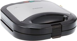 محضرة شطائر من أولسنمارك موديل OMGM2321، بتصميم عصري، مصنوعة من الفولاذ المقاوم للصدأ، باللون الأسود، بقدرة 750 واط، مع طلاء غير لاصق