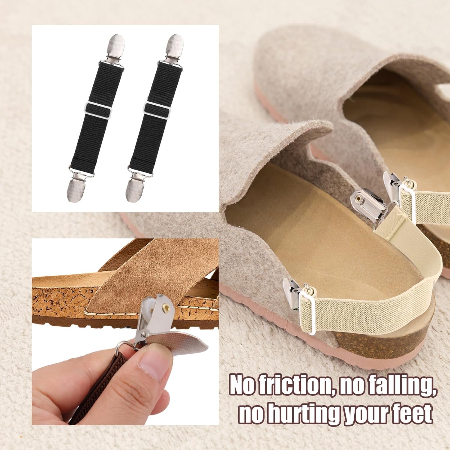 10 قطع من احزمة الاحذية المرنة من بينيتو، احزمة كعب مرنة قابلة للتعديل وقابلة للازالة ومضادة للفضفاضة، احزمة للكاحل، اكسسوارات بديلة للقباقيب والشباشب والشباشب والصنادل (5 الوان) 10 71y2KAOtFDL. AC SL1500