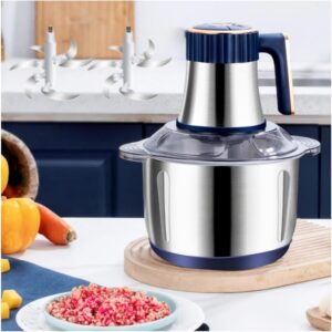 Electric Meat Grinder, Kequsprk 5L Stainless Steel Food Chopper Food Processor Machine for Meat, Vegetables, Fruits and Nuts, 5 Speed, 2 Sharp Blades, Powerful Kitchen Appliance for Home Use
