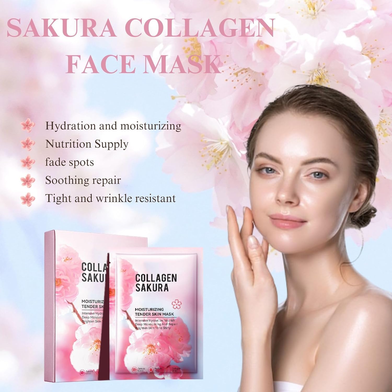 10 قطع من اقنعة الوجه الكورية ساكورا للعناية بالبشرة من لاكسدامر، قناع وجه كولاجين، قناع وجه مرطب، قناع وجه مرطب، قناع ورقي، قناع ورقي لاصلاح البشرة، ترطيب عميق واصلاح 9 71zYoiysg9L. AC SL1500