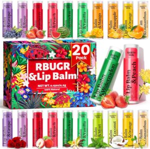 عبوة من 20 قطعة من مرطب الشفاه من ربوجر - 12 مرطب مرطب طبيعي للشفاه الجافة والمتشققة، هدايا عيد الحب للنساء وهدايا الحفلات عبوة بلسم صغير (4.2 غرام/0.15 اونصة)