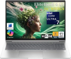 لابتوب للأعمال اتش بي يليت بوك 6 G1i كوبايلوت AI انتل الترا 7 255U ثنائي نواة رام DDR5 32 جيجا وSSD PCIe 1 تيرا شاشة16 بوصة FHD+ واي فاي 6E بلوتوث 5.3 لوحة مفاتيح بإضاءة خلفية قارئ بصمة ويندوز 11 برو