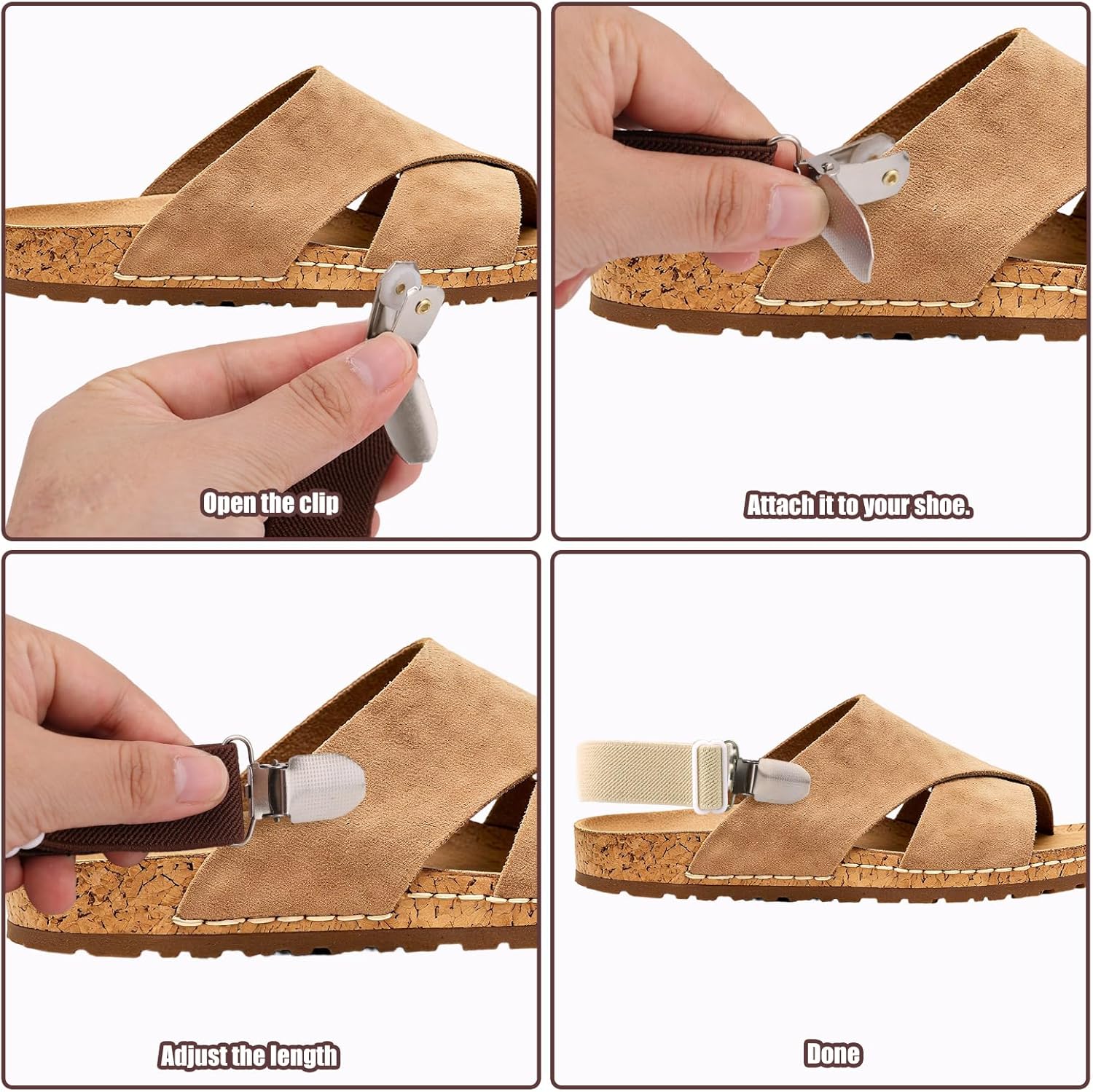 10 قطع من احزمة الاحذية المرنة من بينيتو، احزمة كعب مرنة قابلة للتعديل وقابلة للازالة ومضادة للفضفاضة، احزمة للكاحل، اكسسوارات بديلة للقباقيب والشباشب والشباشب والصنادل (5 الوان) 12 81HKYJRApmL. AC SL1500