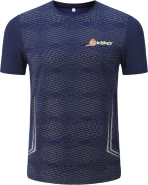 تي شيرت للجنسين بأكمام قصيرة ورقبة دائرية، لرياضة البادل، بخامة سريعة الجفاف، ملمس ناعم، وجيد التهوية، مناسب للرجال والنساء ويوفّر راحة أثناء اللعب من باديلولوجي