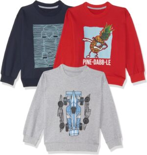 سويت شيرت بغطاء للرأس للأولاد من تي 2 اف، رقم الموديل BYS-SS-PO3-03 (عبوة من 3 قطع)