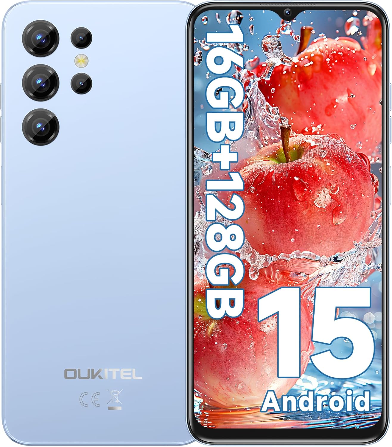 اوكتيل جوال C1 اندرويد 15 مفتوح 2025-16GB+128GB (TF 1TB)، شاشة 6.52 انش، بطارية 5150mAh، كاميرا 13MP ثماني النواة، شريحة اتصال 4G ثلاثية، بصمة اصبع/مقبس 3.5 ملم/ جي بي اس، ازرق