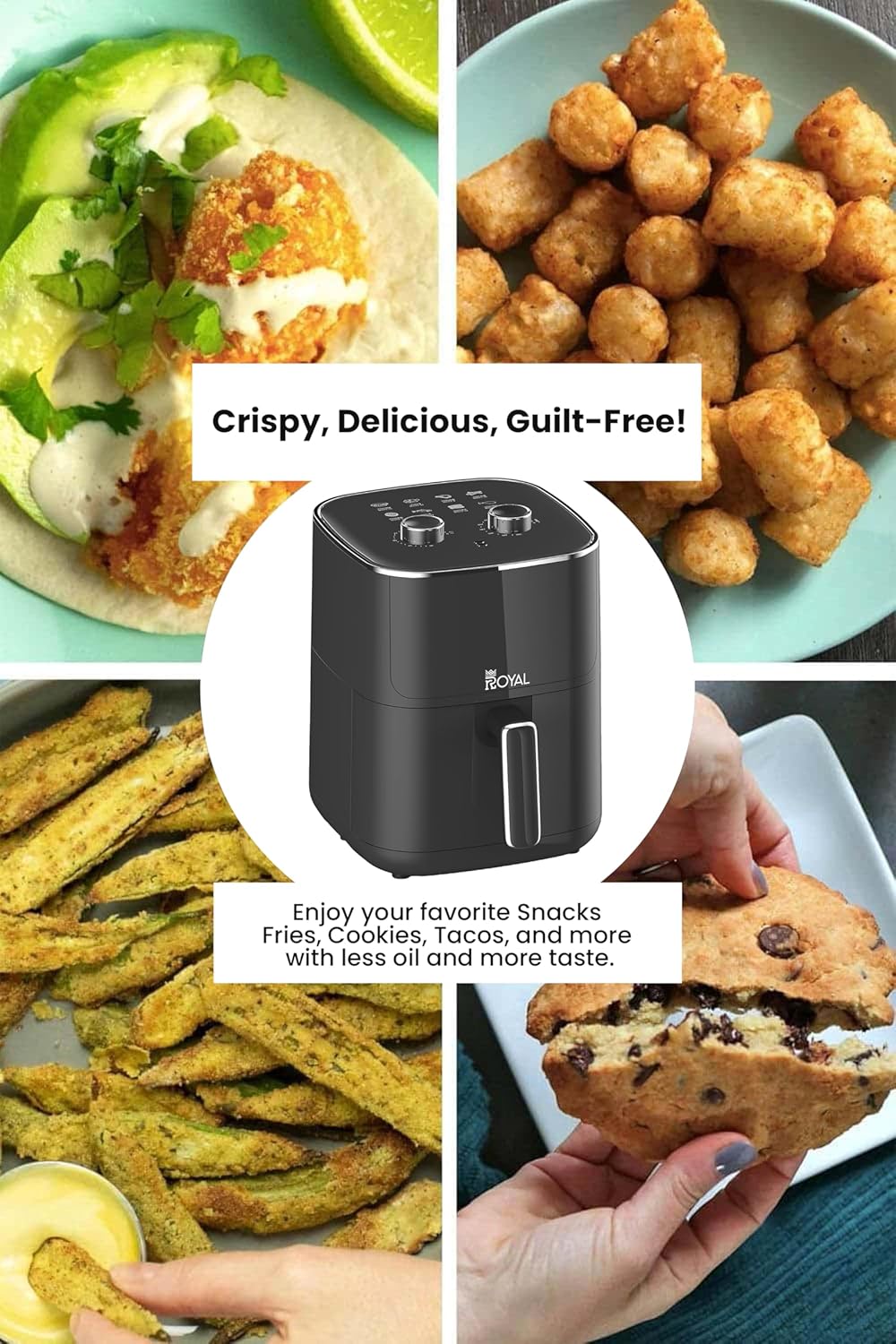 مقلاة هوائية من رويال ابلايانس، 1400 واط، 4.7 لتر، أسود 15