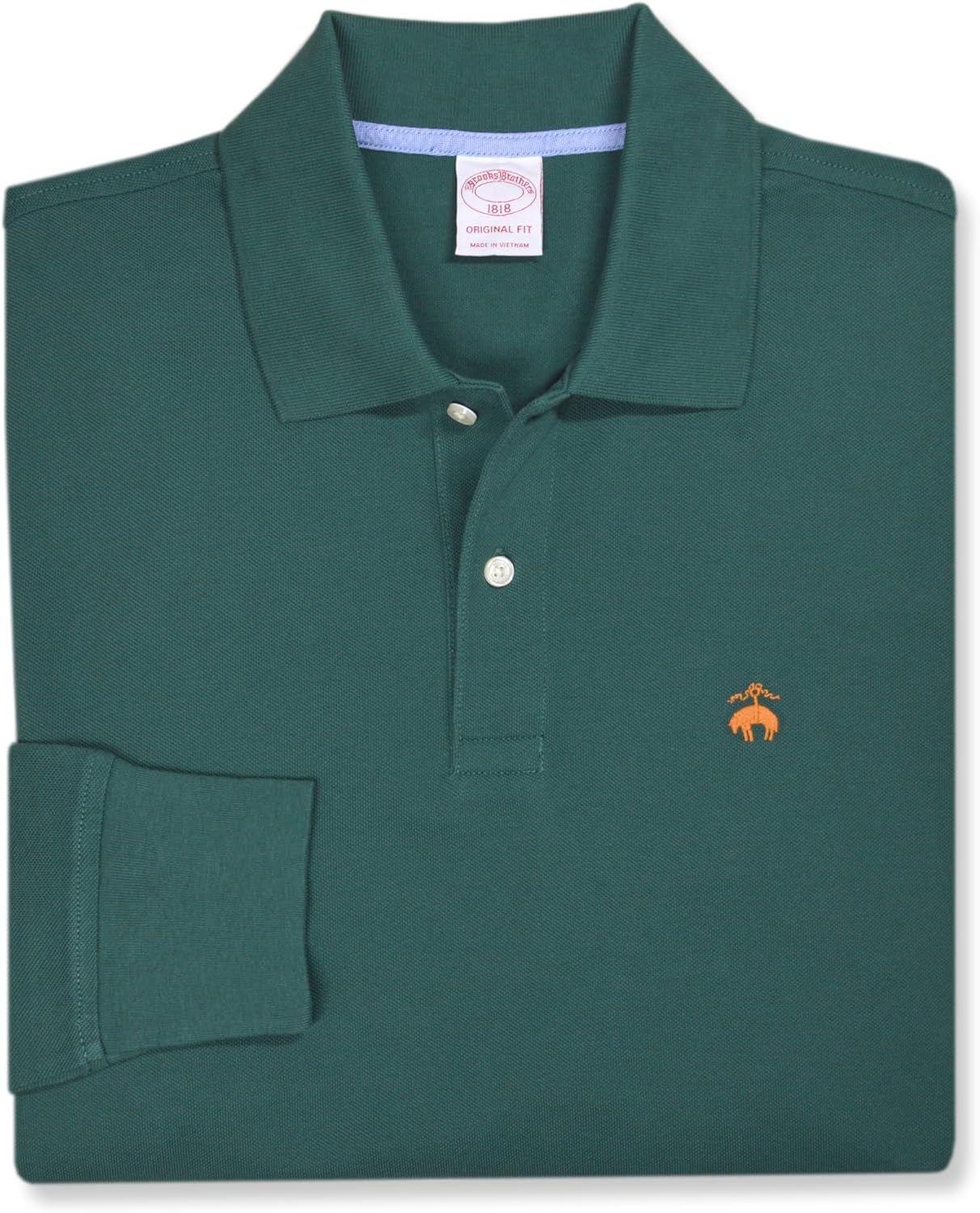 بروكس بروذرز قميص بولو رجالي من القطن الشبكي بأكمام طويلة بمقاس أصلي،