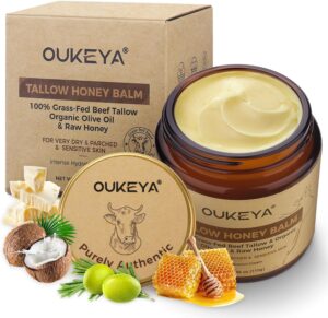 اوكييا شحم البقر للبشرة 100% كريم بقري طبيعي 100% مع ترطيب عميق بالعسل، يشفي ويرطب بزيت الزيتون للوجه والجسم (110 جرام)