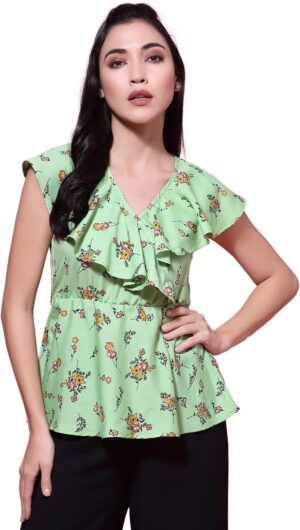 اومف. بلوزة بنمط راهي غربي مكشكش للنساء