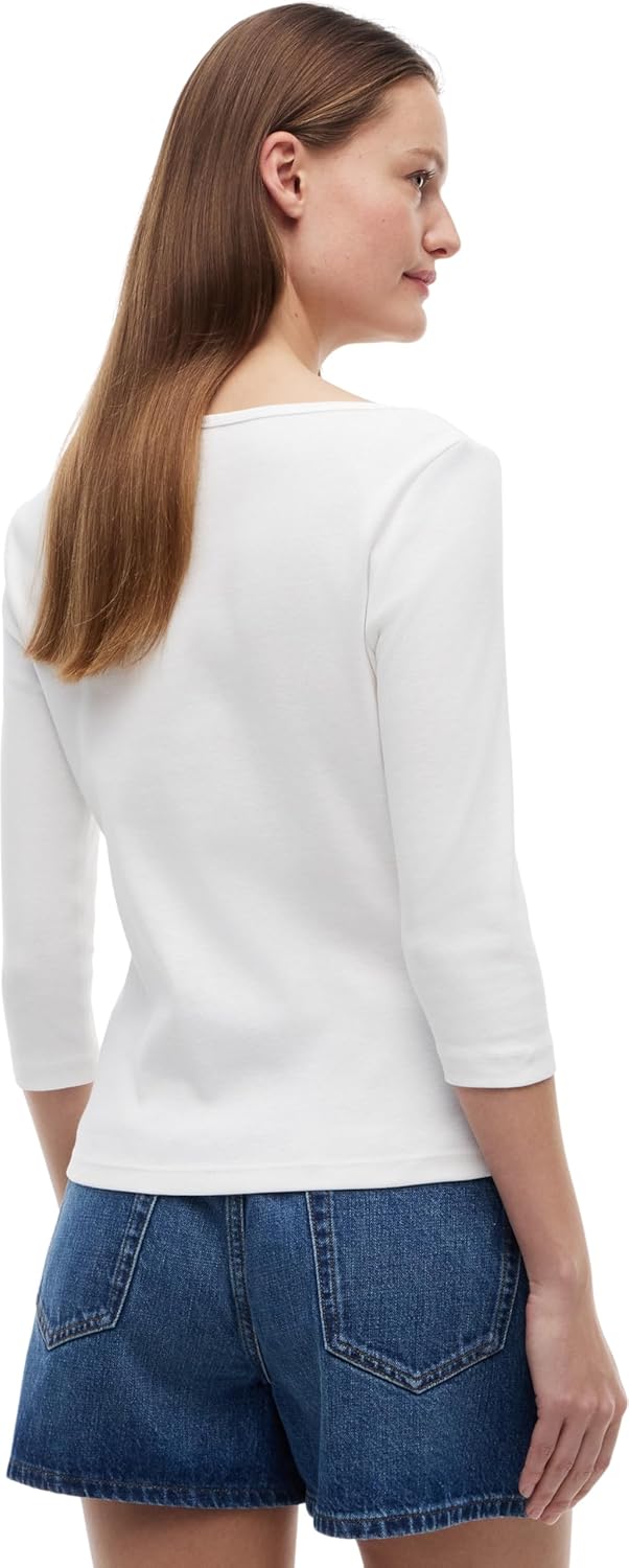 تي شيرت كودي بوت ان كيه بقصة ضيقة بأكمام 34 للنساء طراز Ww0ww40589 من تومي هيلفيجر، مقاس سمول ولارج