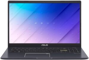 اسس لابتوب فيفوبوك 15 E510 39.5 سم HD انتل سيليرون N4500، ذاكرة RAM 4GB، SSD 128GB، ويندوز 11 يتضمن مايكروسوفت اوفيس 365 لمدة عام، كيبورد انجليزي-عربي، ازرق بيكوك