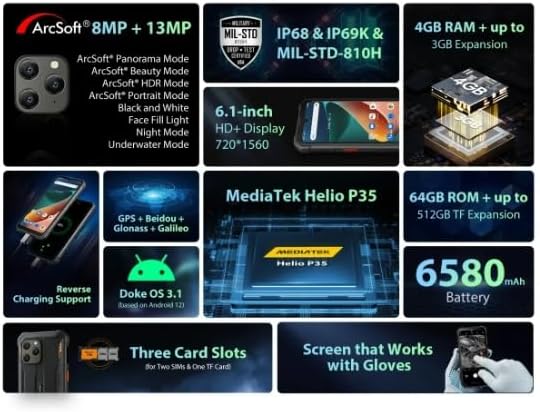 هاتف BV5300 بلس متين 8 جيجابايت 128 جيجابايت اندرويد 13 هيليو G72 شاشة 6.1 بوصة HD 6580mAh كاميرا 13MP مقاوم للماء 4G 2 هاتف BV5300 بلس متين 8 جيجابايت 128 جيجابايت اندرويد 13 هيليو G72 شاشة 6.1 بوصة HD 6580mAh كاميرا 13MP مقاوم للماء 4G - الصورة 2