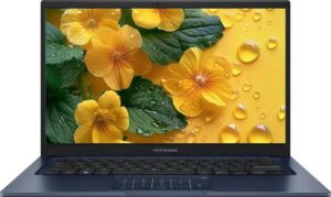اسس لابتوب فيفوبوك 14، شاشة 14 انش FHD (1920x1080) LED، انتل i5-1334U، 10 كور، 12GB DDR4 RAM، 256GB PCIe SSD، HDMI، ازرق هادئ، ويندوز 11 هوم، قاعدة ماوس TWE