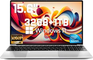 احدث لابتوب 2025 15.6 انش متوافق مع ويندوز 11، 1TB SSD 32GB RAM، معالج رباعي النواة (بحد اقصى 2.9GHz)، شاشة FHD 1080P، كيبورد باضاءة خلفية، بصمة اصبع، كاميرا ويب، ميني HDMI، WiFi5، BT5، فتحة بطاقة TF
