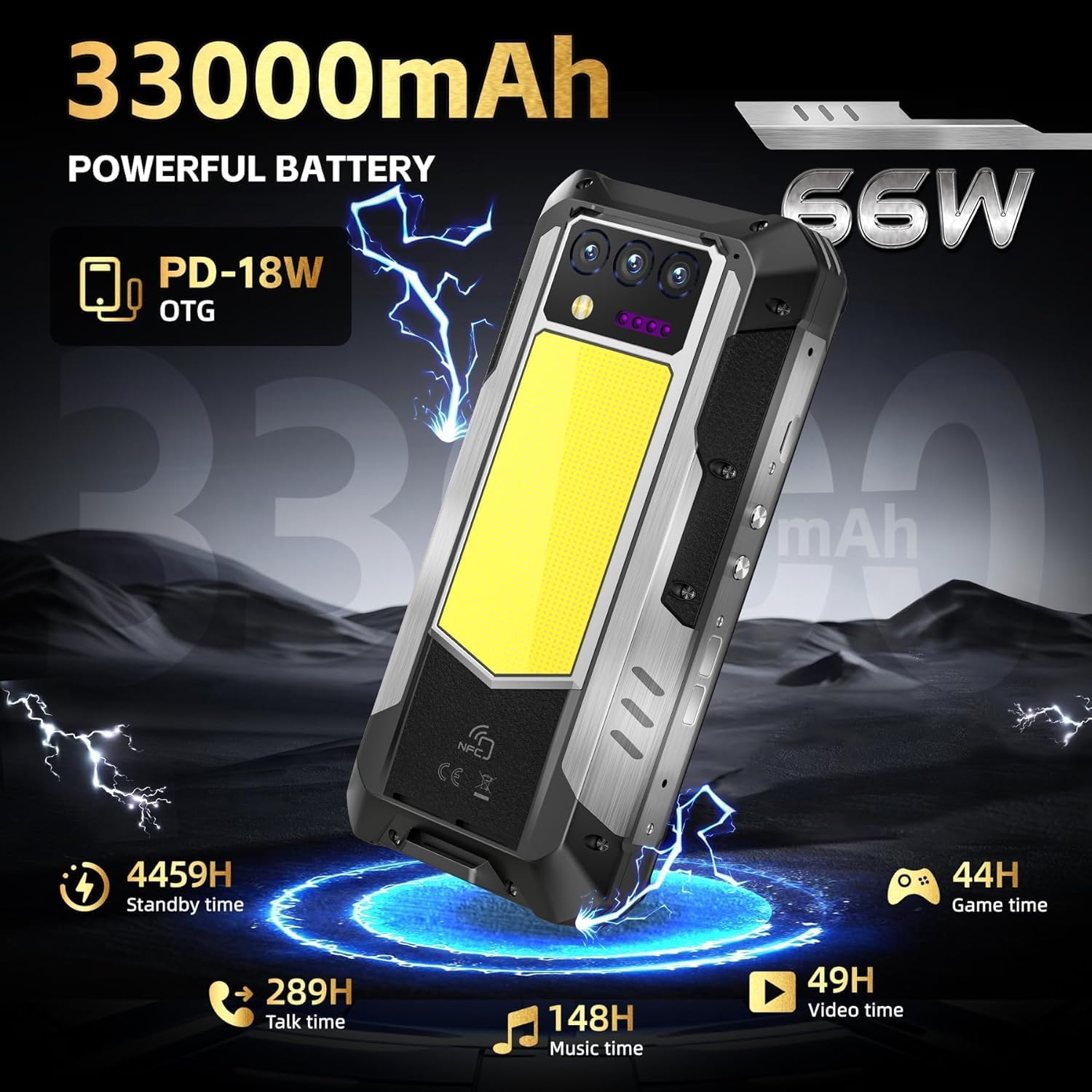 جوال اوكيت WP30 برو 120 واط 5G متين اندرويد 13 12GB+512GB 11000mAh 6.75 انش FHD+ 108MP من ويلكسين 2 جوال اوكيت WP30 برو 120 واط 5G متين اندرويد 13 12GB+512GB 11000mAh 6.75 انش FHD+ 108MP من ويلكسين - الصورة 2