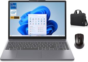 لينوفو نوت بوك ايديا باد سليم 3 15IRH10 انتل كور i7-13620H شاشة 15.3 انش WUXGA IPS وذاكرة RAM 16GB وSSD 512GB وبطاقة رسومات انتل UHD وويندوز 11 برو، رمادي لونا مع شنطة وماوس لاسلكي