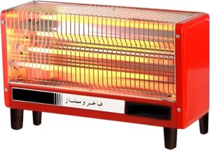 مدفأة كهربائية بقوة 2000 واط 4 شمعات تدفئة مزودة بأقدام ثابتة مانعة للانزلاق و شبك حماية، دفاية كهربائية مزودة بمفاتيح تحكم بالحرارة، توفر توزيعًا متوازنًا للحرارة مثالية للمنزل و المكتب