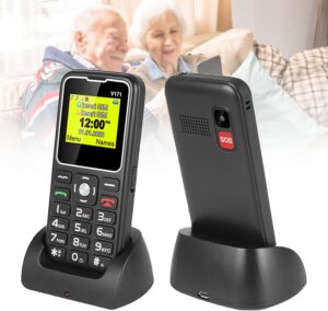 جوالات اساسية لكبار السن والاطفال، هواتف غبية غير مقفلة بدون انترنت - مع ازرار كبيرة، MP3، MP4، كاميرا، مصباح يدوي، اس او اس، اسود