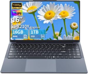 16 Inch Laptop, Laptop Core i5 up to 3.60 Ghz, 16 GB RAM 1TB SSD Notebook, Gaming Laptop 1920 x 1200 FHD IPS Display, Backlit Keyboard Full Size Wi-Fi 5, for Study Work