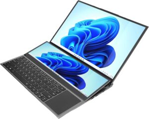 جيني لابتوب بشاشة رئيسية HD مقاس 16 انش وشاشة مزدوجة سعة 32GB و128GB وبطارية 13600mAh (قابس GB)