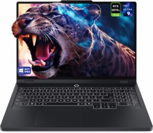 لينوفو لابتوب ألعاب ليجن برو 5i الجيل 10، انتل الترا 9-275HX، 32GB DDR5 RAM، 1TB PCIe SSD، شاشة 16 بوصة WQXGA (2560x1600)، انفيديا جي فورس RTX 5070Ti، إضاءة خلفية RGB 24، W11 برو، أسود اكليبس