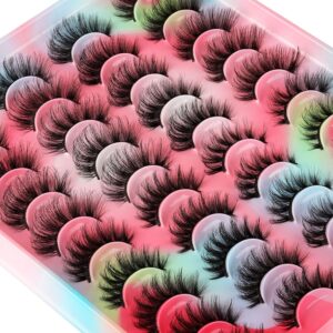 رموش اصطناعية، 20 زوج، تتميز بتصميم رقيق طبيعي يشبه عين القطة، رموش زينة بـ4 تصاميم مختلطة، رموش سميكة ورقيقة من فرو المنك الاصطناعي، حزمة متعددة