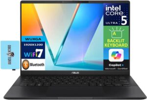 لابتوب فيفوبوك S 14 Q423 بشاشة OLED FHD + 14 بوصة انتل الترا 5-226v 16GB LPDDR5X 512GB منفذ PCIe SSD مساعد ايه اي ولوحة مفاتيح إضاءة خلفية 2 ثاندربولت 4 واي فاي 7 ويندوز 11هوم موسع USB DKZ من اسوس