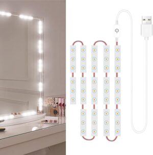 مصابيح LED لمراة المكياج من هيليمي، 42 مصباح LED قابل للتعتيم للتحكم باللمس لمراة التزيين، ضوء مراة الحمام مع كيبل USB، شريط اضاءة LED لمراة الزينة