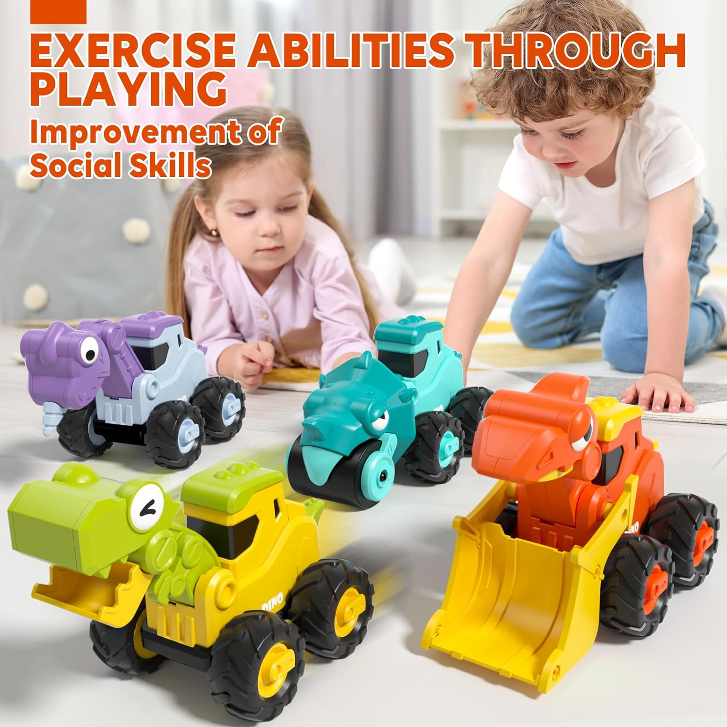 Lehoo Castle Dinosaur Toys for 1 Year Old Boys, Press and Go Construction Toys Excavator Toy Car for Toddlers 1-3, Baby Boy Gifts for 1 Year Old Boy 5 Lehoo Castle Dinosaur Toys for 1 Year Old Boys, Press and Go Construction Toys Excavator Toy Car for Toddlers 1-3, Baby Boy Gifts for 1 Year Old Boy - الصورة 5