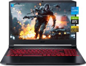 ايسر نيترو 5، شاشة 15.6 انش FHD IPS 144Hz جيل 11 انتل كور i5-11400H، انفيديا جيفورس RTX 3050Ti، 16GB DDR4، 512GB PCIe SSD، USB-C، HDMI، RJ45، واي فاي 6، كيبورد باضاءة خلفية، ويندوز 11 هوم، اسود