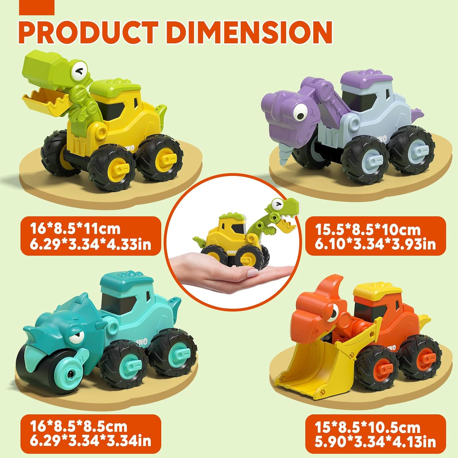 Lehoo Castle Dinosaur Toys for 1 Year Old Boys, Press and Go Construction Toys Excavator Toy Car for Toddlers 1-3, Baby Boy Gifts for 1 Year Old Boy 6 Lehoo Castle Dinosaur Toys for 1 Year Old Boys, Press and Go Construction Toys Excavator Toy Car for Toddlers 1-3, Baby Boy Gifts for 1 Year Old Boy - الصورة 6