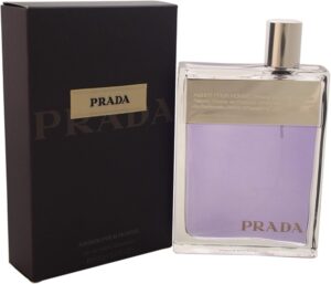عطر او دي تواليت امبر بور هوم بخاخ (بدون سيلوفان مع علبة بمظهر تالف قليلا) سعة 100 مل من برادا